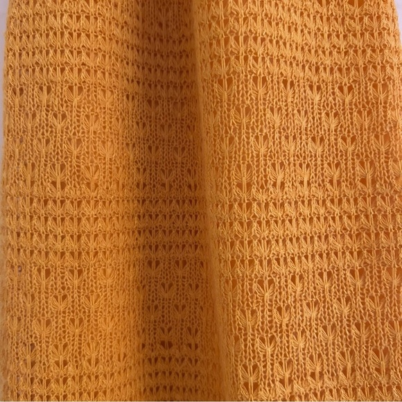 NWT FLOERNS Yellow Crochet Halter Midi Dress with Fringe - Picture 10 of 13